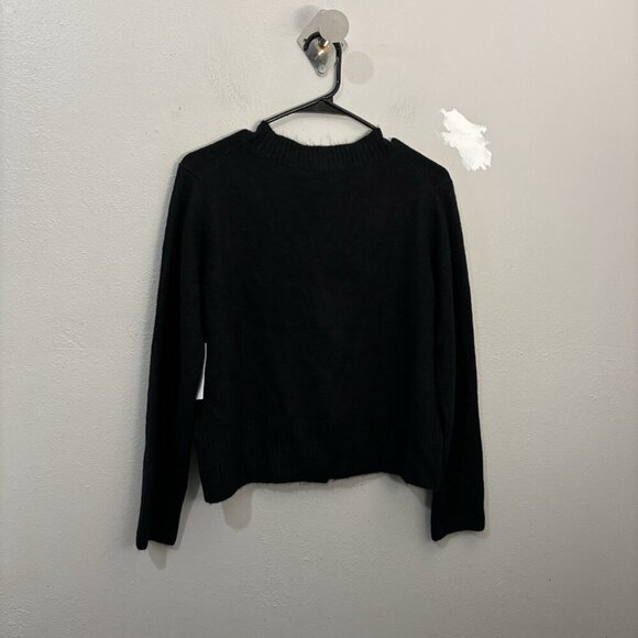 CeCe Bow Button V Neck Cardigan Black Women Medium - Picture 8 of 14